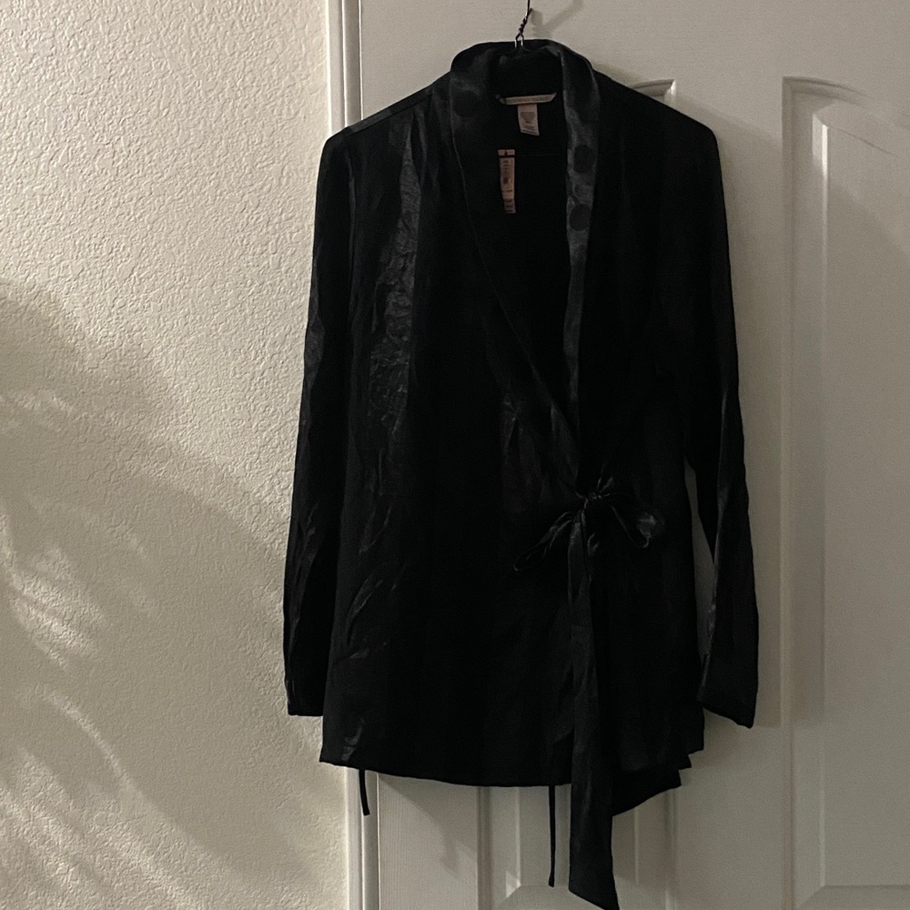 Victoria's Secret Black Satin Robe